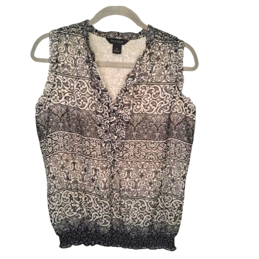 White House Black Market Flowy Ruffled Sleeveless Blouse Size Small